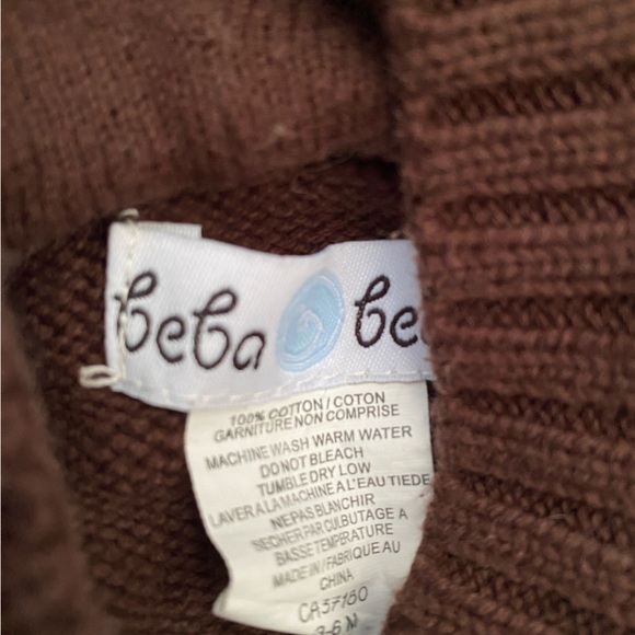Beba Bean Baby Knit Sweater Hoodie and Pants Set Chocolate Brown Size 3-6 Months - Picture 2 of 2